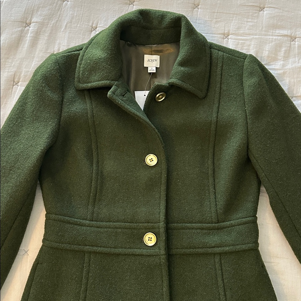 J. Crew Forest Green Women's Dress Coat - Picture 3 of 12
